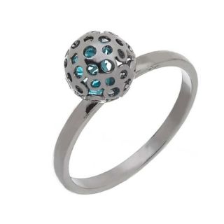 Anel de Bola Grafite Strass Azul | Joias Boz