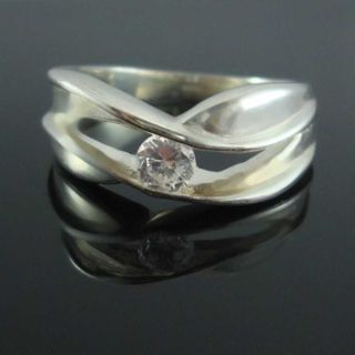 Anel em Prata com Zircônia 4,0mm Tam. nº. 19 - Jóias e Semi Jóias Boz