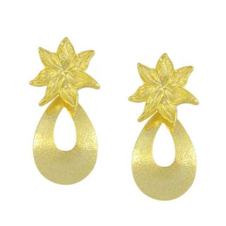 Brinco Banhado a Ouro Flor com Gota - Semi Joias de Luxo