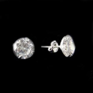 Brinco Ponto de Luz Médio 8mm Zirconia - Joias em Prata