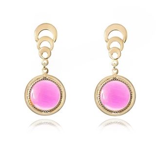 Brinco Chic Rosa Banhado a Ouro 18k