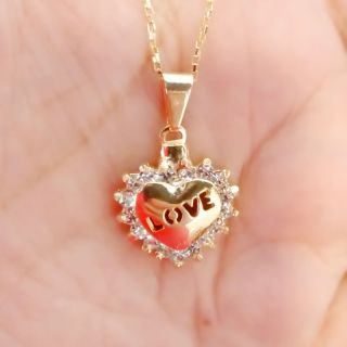 pingente de coração love banhado a ouro - Semi Joias Luxo