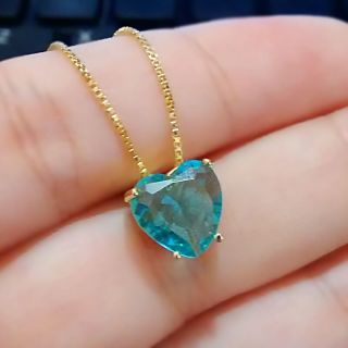 Colar de Coração Azul Claro Folheado a Ouro - Semi Joias