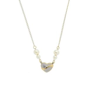 Colar de Coração Folheado a Ouro com Pérolas Folheado a Ouro 18k - Colares da Moda