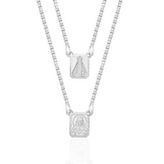 Escapulário de Prata Nossa Senhora Aparecida Prata - Escapulario Masculino e Feminino