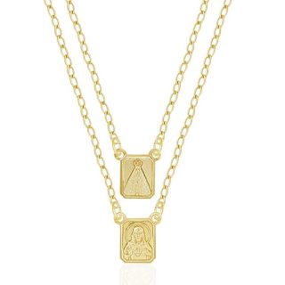 Escapulário de Nossa Senhora Aparecida  Banhado a Ouro 18k Feminino Pequeno