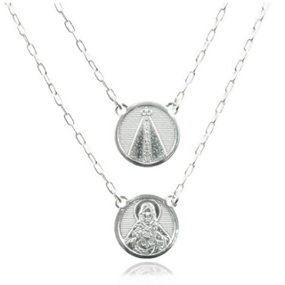 Escapulário Nossa Senhora Aparecida Masculino de Prata  - Escapulário de Prata Masculino Nossa Senhora Aparecida