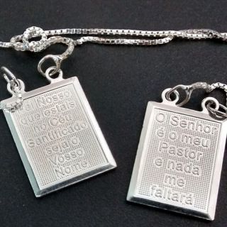 Escapulario Pai Nosso - Escapulario Masculino de Prata com Oração do Pai Nosso e Salmo 23