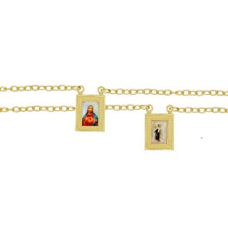 Escapulário Feminino Colorido Banhado a Ouro 18k