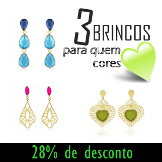 Kit de Brincos de Pedras Coloridos semijoias