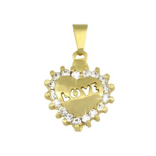 pingente de coração love banhado a ouro - Semi Joias Luxo