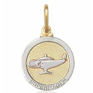 Pingente Enfermagem Ouro e Ródio Semijoia