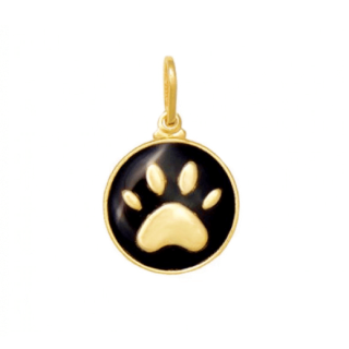 Pingente Patinha de Cachorro Preta Banhada a Ouro 18k - Coleção Pingentes Pet