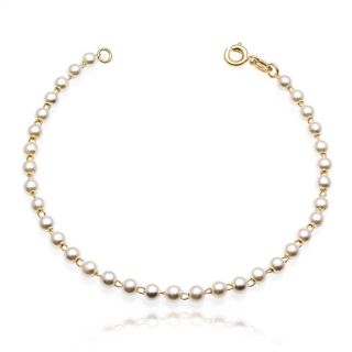 Pulseira de Pérolas Tradicional Banhada a Ouro 18k - Pulseira feminina da moda