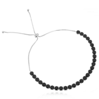 Pulseira Riviera Preta Banhada a Ródio - Pulseiras Femininas