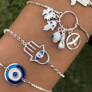Pulseira Mão Hamsa Prata - Pulseira Feminina da Moda