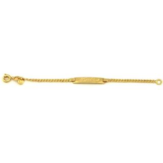 Pulseira para Bebê com Nome Gravado  -Pulseira com Nome Gravado Banhada a Ouro - Pulseira Infantil com Plaquinha