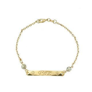 Pulseira feminina plaquinha Paz Banhada a Ouro - Pulseira Feminina Fininha e Delicada