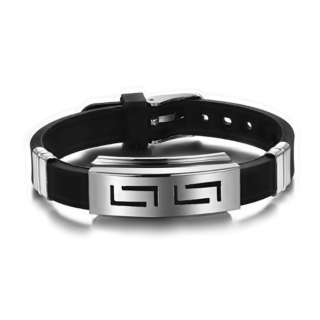 Pulseira Masculina de Silicone e Aço - Semi Joias Masculinas