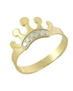 Anel Infantil Coroa Banhado a Ouro 18 K