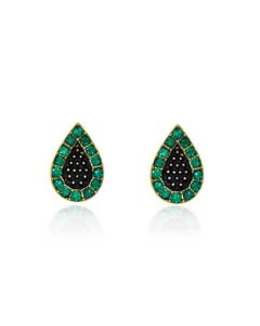 Brincos Verdes e Pretos Banhados a Ouro 18k - Brincos da Moda