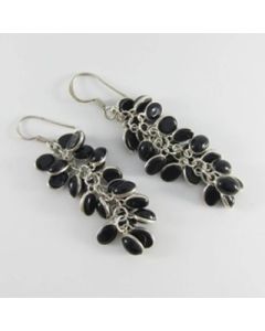 Brincos Pretos com Quartzos Negros - Joias em Prata