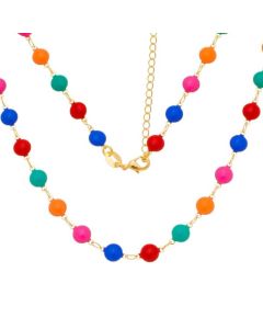 Colar Colorido de Bolas Folheado a Ouro 18k - Colares Femininos