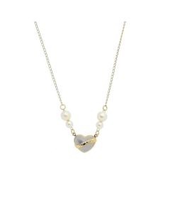 Colar de Coração Folheado a Ouro com Pérolas Folheado a Ouro 18k - Colares da Moda