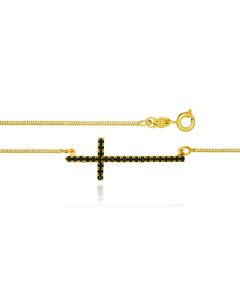 Colar Feminino com Crucifixo Preto - Semi Joias de Luxo