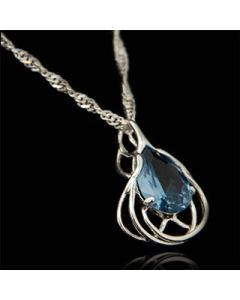 Pingente de Prata Gota Azul Indiana