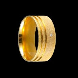 Aliancas de Prata Anatomicas Diamantadas 9,2mm Banhadas a Ouro 18k - Alianças de Compromisso, Noivado e Casamento
